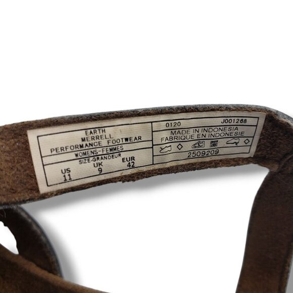Merrell Earth Sandals Womens 11 Leather Criss Cross Buckle Brown‎ - Picture 9 of 9